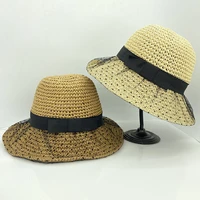 sweet lace straw hat womens spring outing sun hats seaside beach cap tide raffia bucket caps