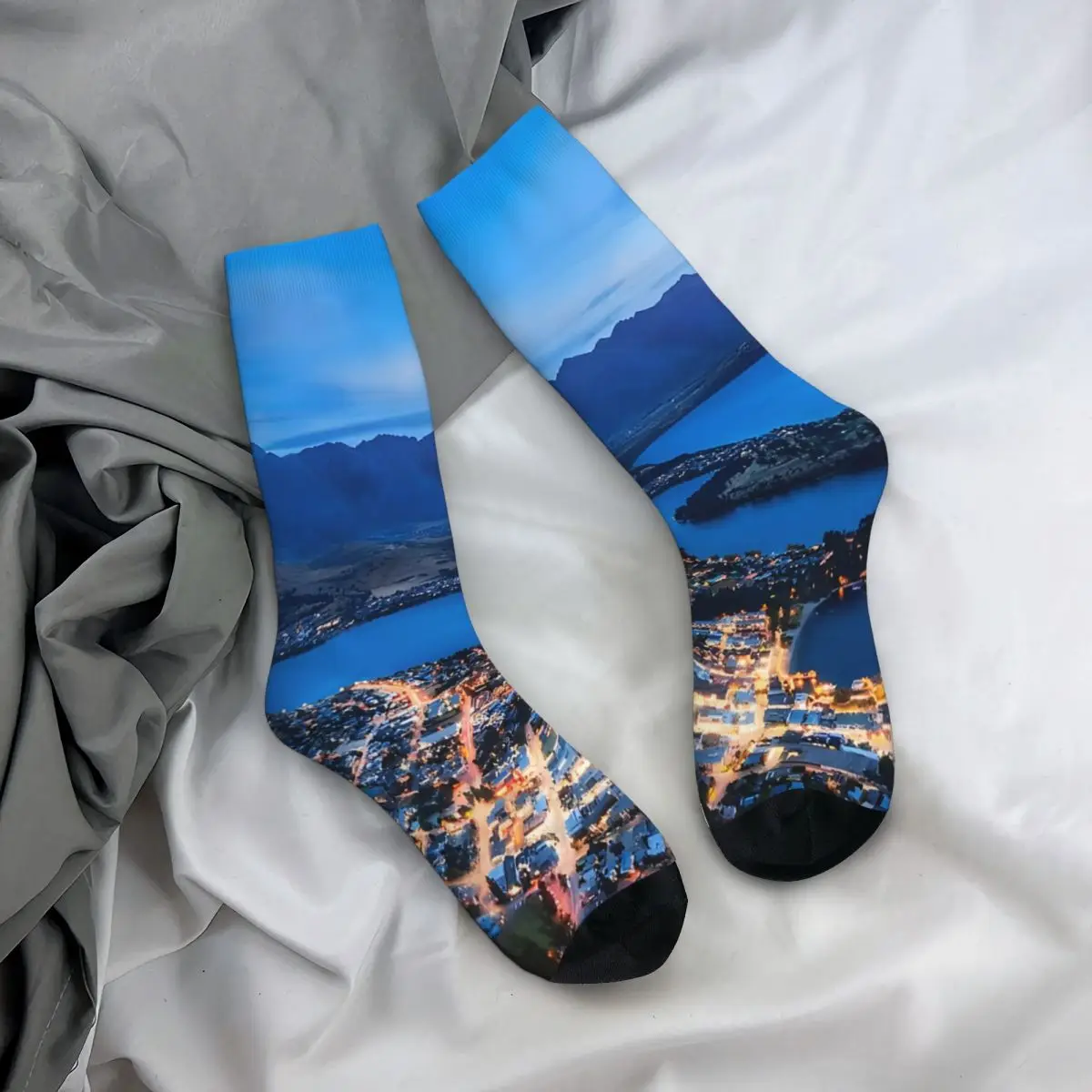 Носки компрессионные мужские в стиле ретро с принтом городских огней Новая