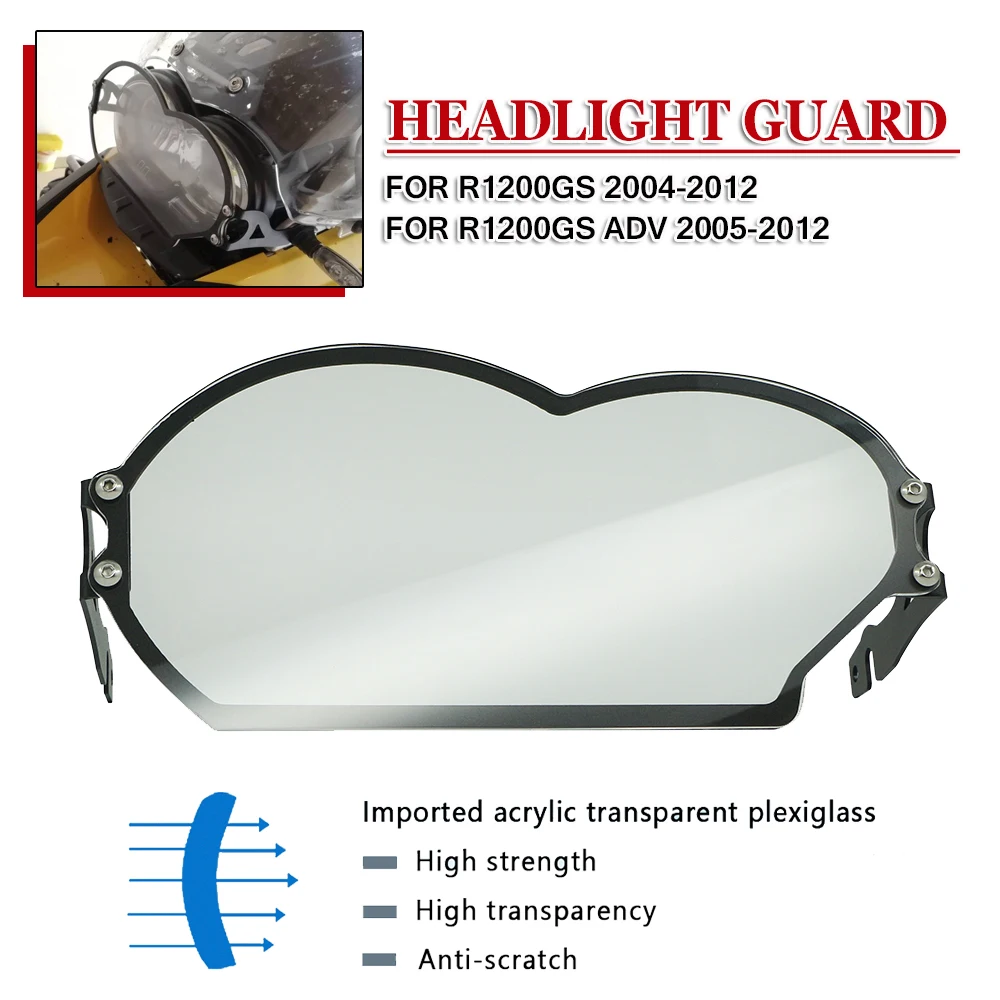 

Headlight Guard For BMW R1200GS R 1200 GS R1200 ADV Adventure Oil Cooled 2005-2012 Head Light Protector Cover Transparent Lens