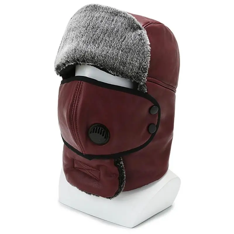 

Искусственная кожа, военная шапка унисекс, искусственная кожа, русская ушанка, Кепка с лицом, Обложка, искусственный мех, модные шапки