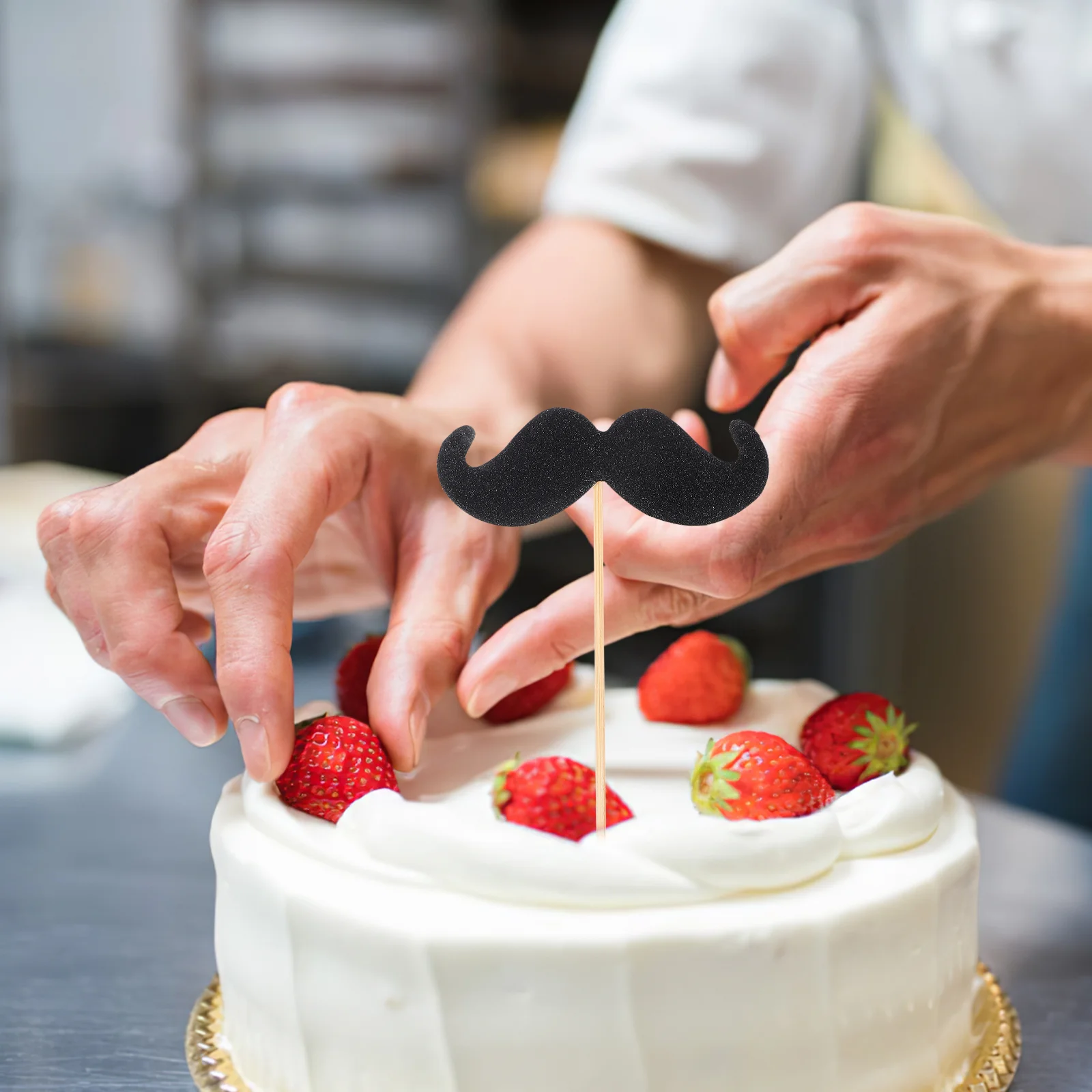 40 шт. цилиндр отца усы десертный топпер бамбуковый декор для вечеринки торта