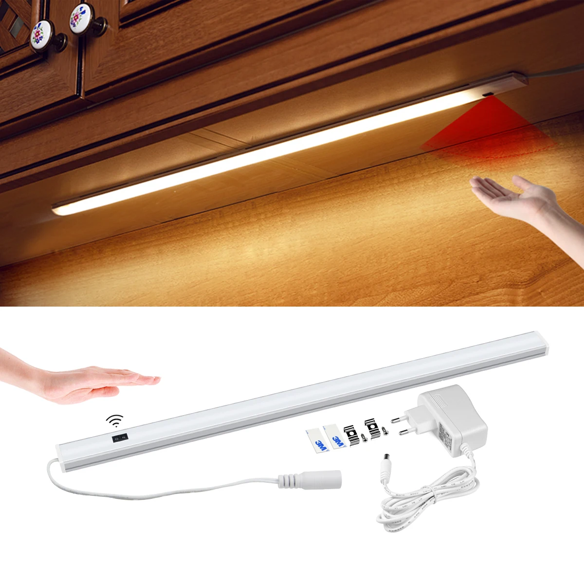 

LED Under Cabinet Light Hand Sweep Switch led kitchen Sensor Wall Lamp DC 12V 30CM 40CM 50CM Home Wardrobe Cupboard Night Lights