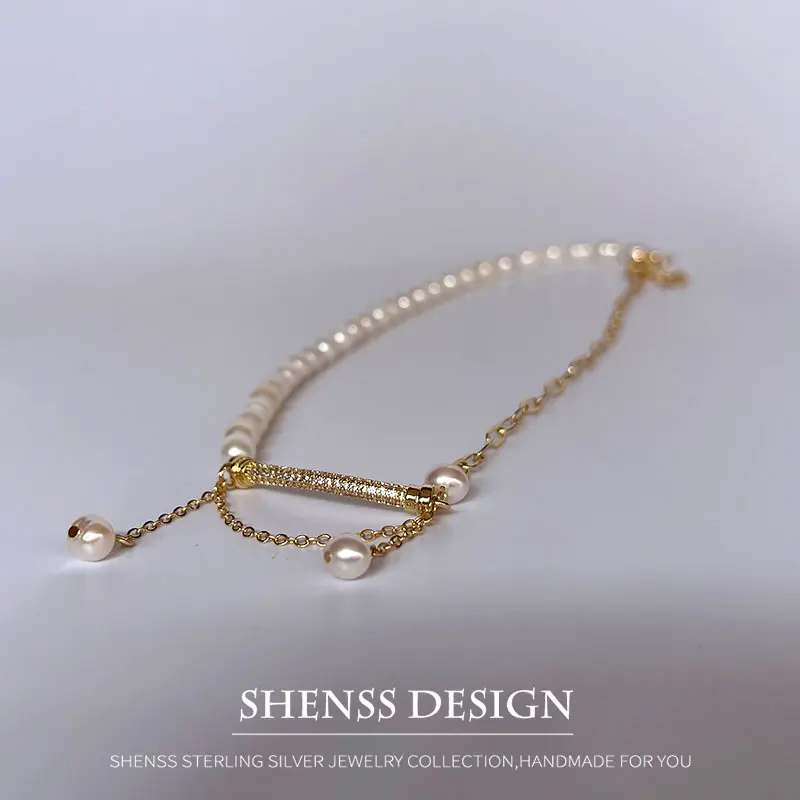 Ожерелье из натурального пресноводного жемчуга в форме риса ожерелье с медным