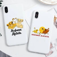 hakuna matata lion king phone case for iphone 13 12 11 pro max mini xs 8 7 6 6s plus x se 2020 xr candy white silicone cover
