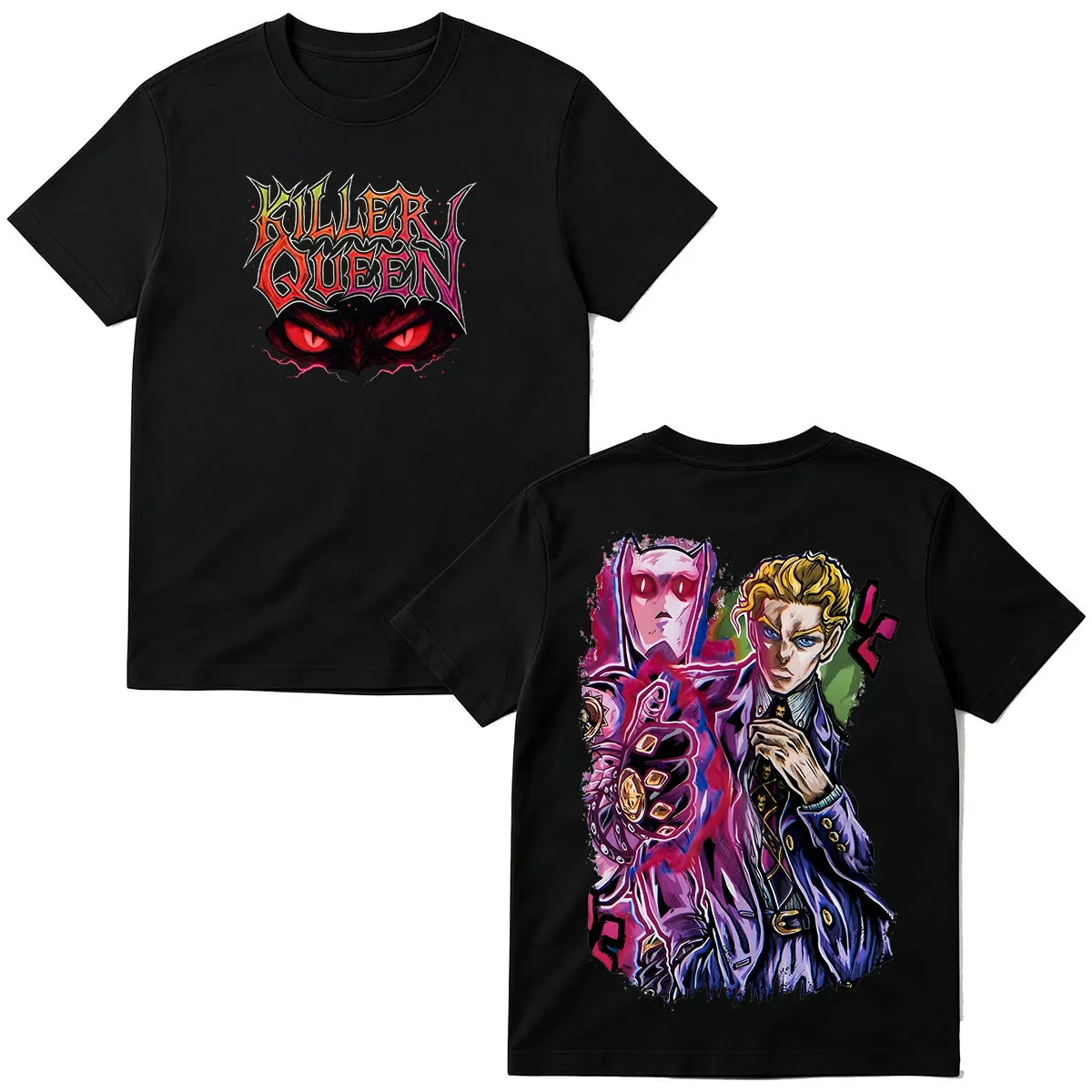 Фото Футболка с изображением Кирой Йошикаге из аниме Jojo Bizarre Adventure Killer Queen Eyes, мужская и женская модная футболка из 100% хлопка с короткими рукавами, топы №1