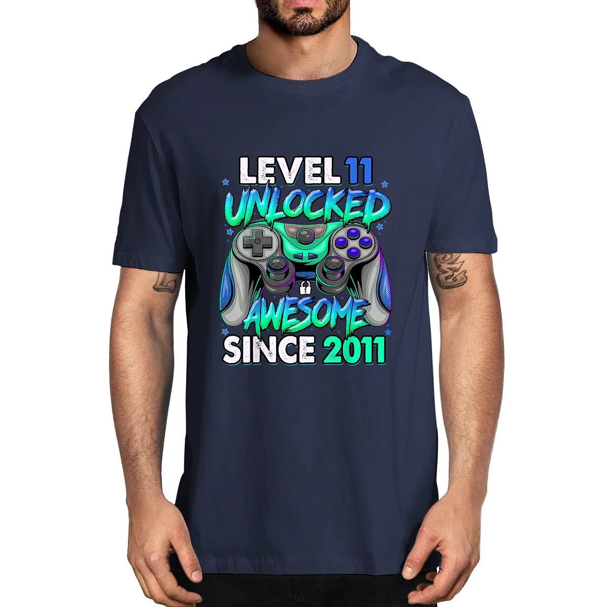 

100% Cotton Level 11 Unlocked Awesome Since 2011 11th Birthday Gaming Men's Novelty Oversized T-Shirt Women Casual Streetwear