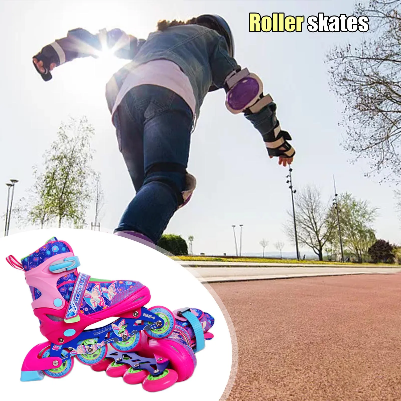 

Roller Skates PVC Single Wheel Roller Skates Kids Roller Skates 4 Sizes Adjustable Toddler Roller Skates With Light Up Wheels
