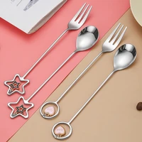 lovestar pendant mini coffee stirring spoon coffeeware stainless steel dessert fruit fork golden tableware decor for kitchen