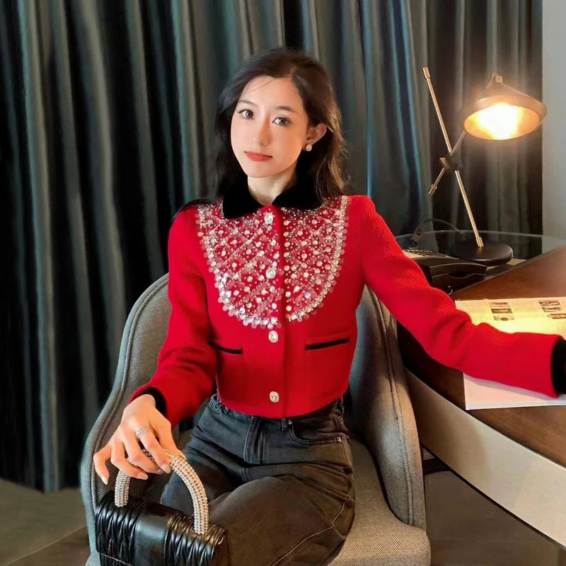 Женская куртка Миягава с отложным воротником элегантный кардиган контрастных