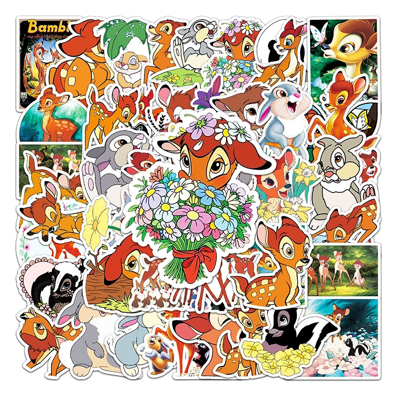 

New Kawaii 10/50Pcs Disney Bambi Cartoon Stickers Graffiti Decals Laptop Skateboard Guitar Scrapbook Waterproof Sticker Kids Toy