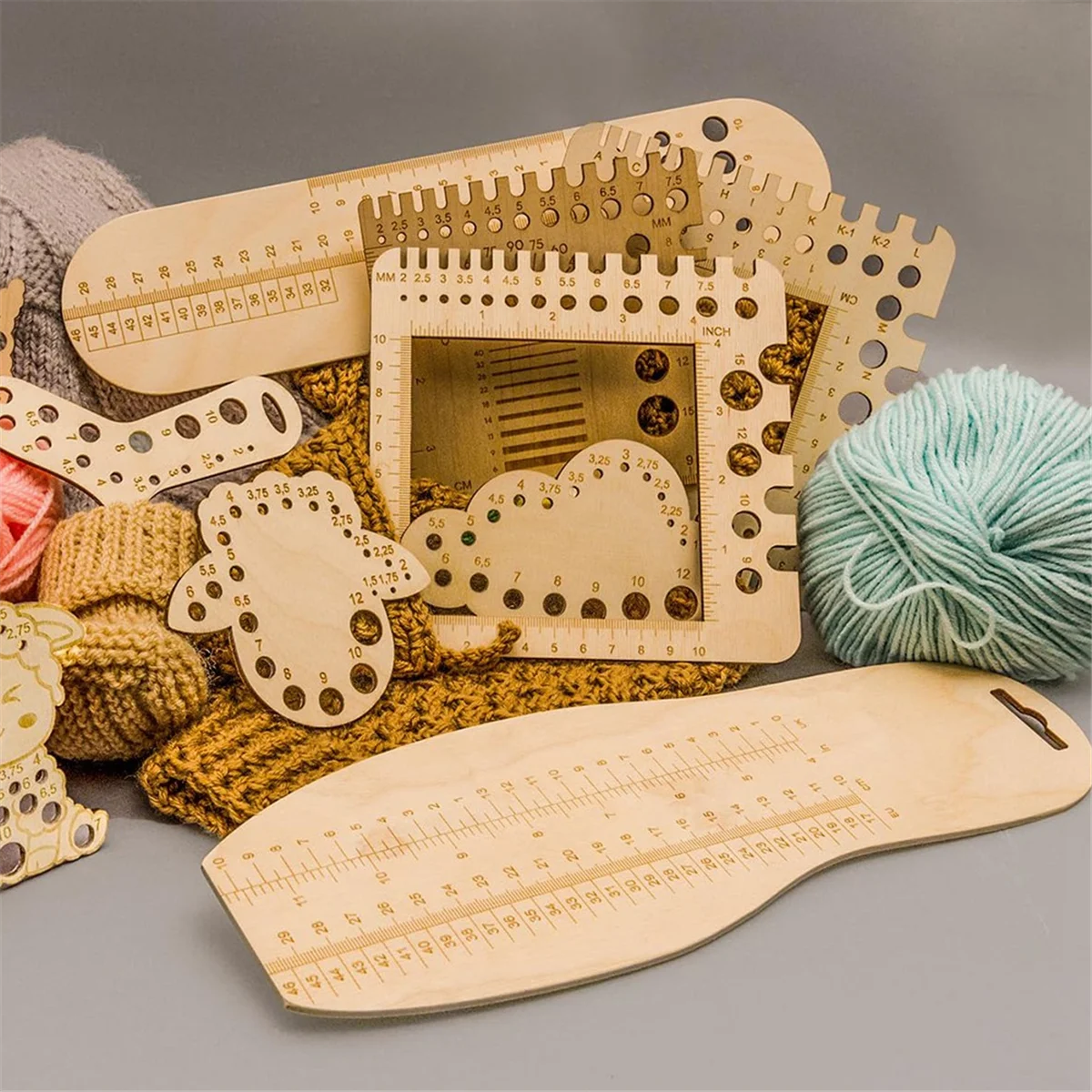 Измеритель спиц вязания Линейка Крючки для пряжи и образцов (универсальный