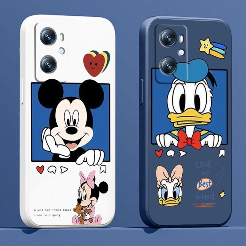 

Phone Case For OPPO A96 A94 A93 A77 A76 A74 A72 A57 A53S A16 A9 Find X5 X3 Lite F21 5G Disney Mickey Donald Duck Liquid Rope