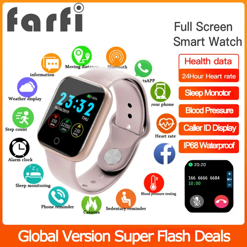 

Farfi Smart Watch 1.3inch Color Screen Bluetooth Wristband Heart Rate Blood Pressure Monitor Fitness Tracker Smart Bracelet