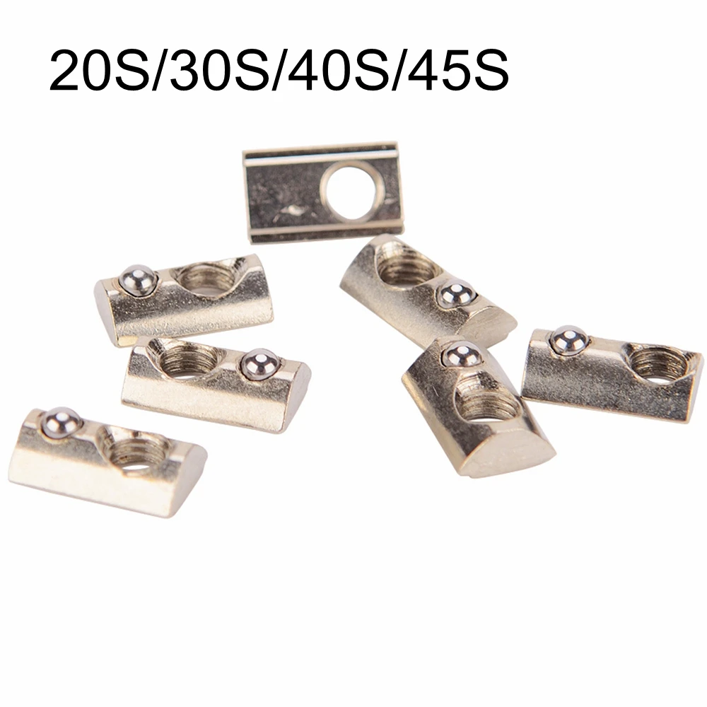 

20pcs M3 M4 M5 M6 M8 Roll in Spring T-nut with Ball for Aluminum Extrusion with Profile 20/30/40/45 Series Aluminum Profile