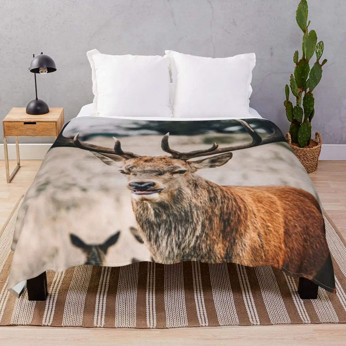 The Proud Deer Blankets Coral Fleece Plush Print Warm Unisex Throw Blanket for Bed Sofa Camp Cinema