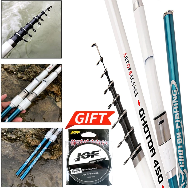 GHOTDA 3 6 м/4 5 м/5 4 м/6 м портативная телескопическая удочка для скальной удочки
