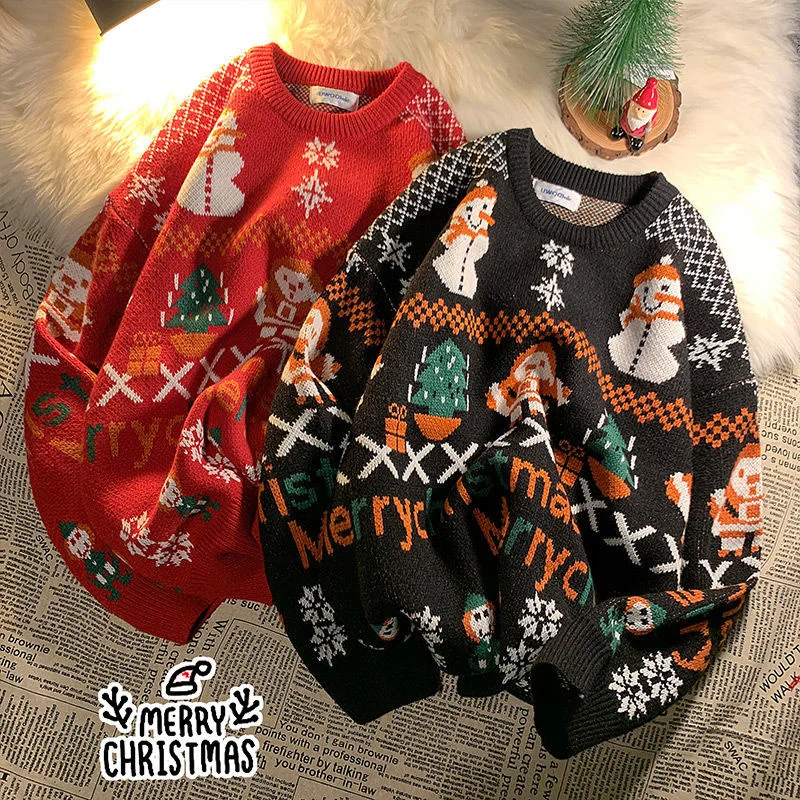 

Christmas sweater women loose outer wear autumn and winter tide brand new men and women all-match casual lazy knit sweater