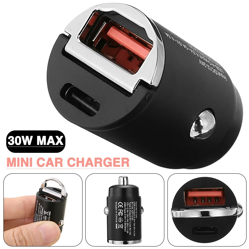 

1 шт. 30 Вт портативное мини-зарядное устройство для автомобиля, адаптер для быстрой зарядки автомобилей и грузовиков, USB-конвертер для сигарет, зарядное устройство