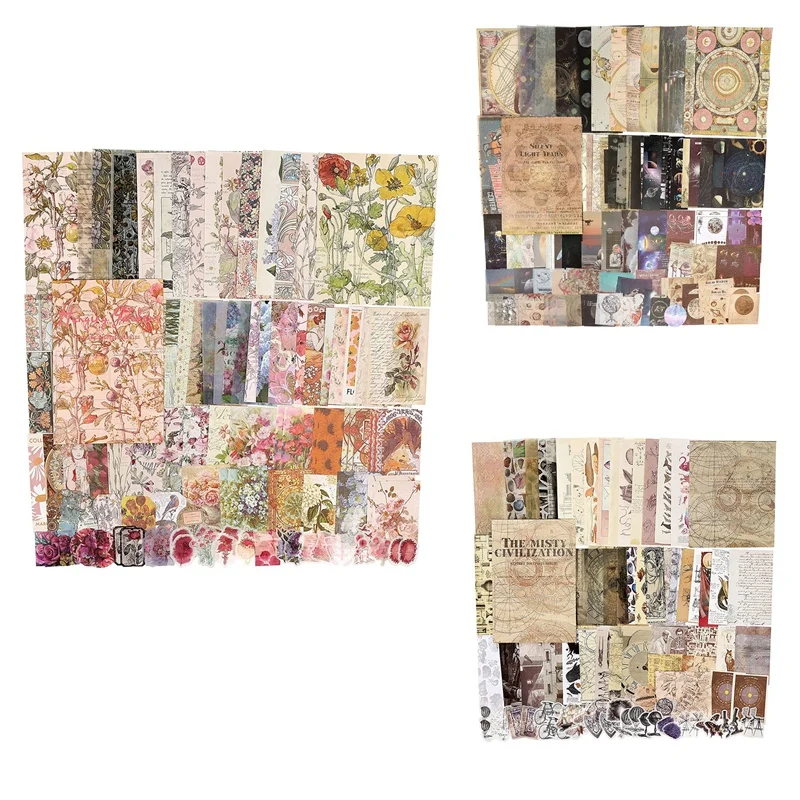 

Vintage Aesthetic Scrapbook Supplies File Bag for Junk Journal DIY Craft Paper Washi Stickers Kit