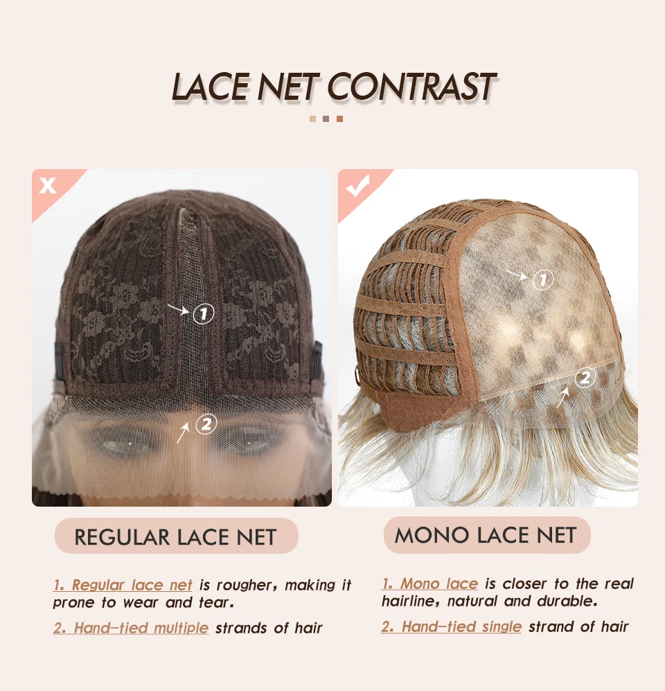 Короткий синтетический парик с золотистыми светлыми кружевами спереди из