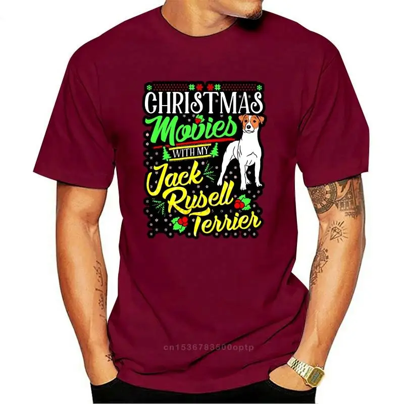 

New Men T Shirt Christmas Movies with My Jack Russell Te Women T-Shirt