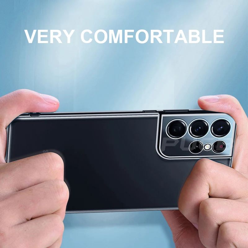 Luxury Plating Frame Transparent Soft Silicone Case for Samsung Galaxy S22 S21 S20 Ultra Plus Cases Slim Clear Shockproof Cover