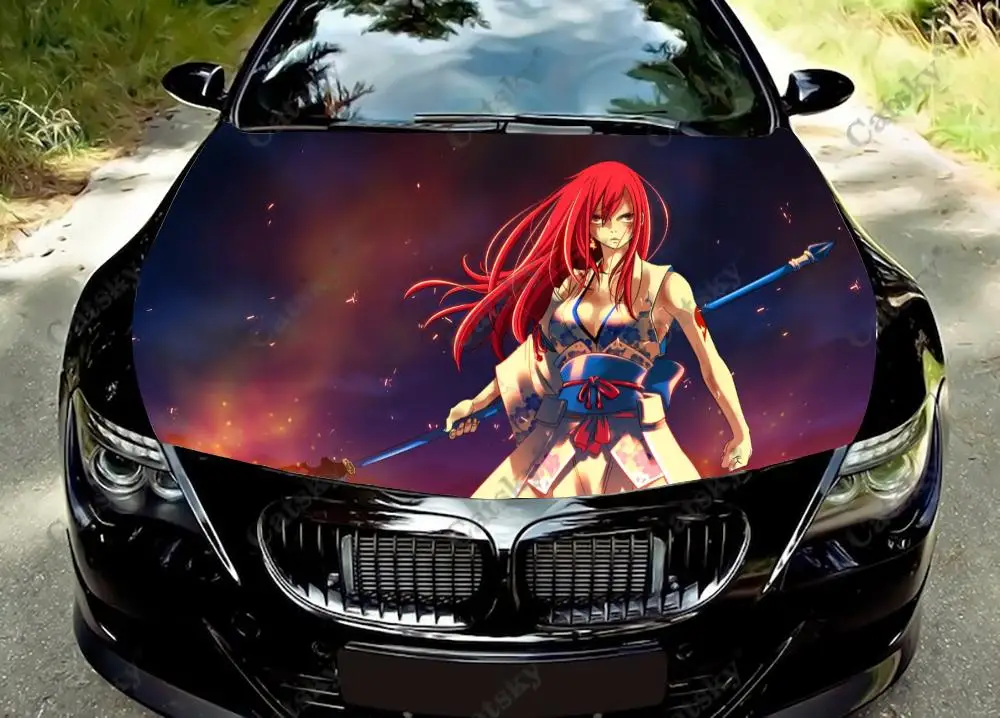 

Erza Scarlet Anime Car stickers engine hood stickers auto parts custom pattern packaging modified painting vinyl car stickers