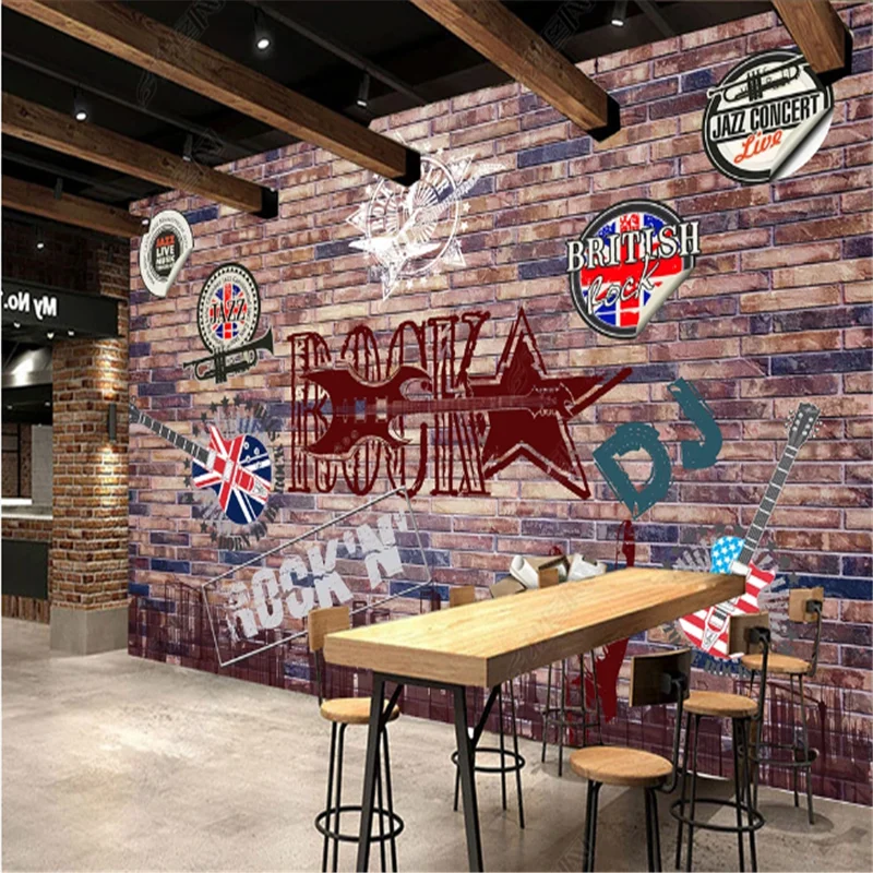 Современная музыка Ресторан кирпичная стена каменная s промышленный Декор KTV бар