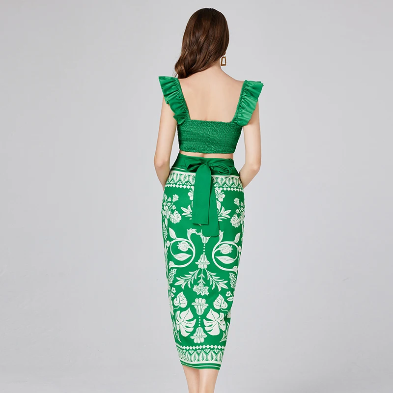 Новый летний женский комплект из 2 предметов с цветочным принтом в стиле бохо