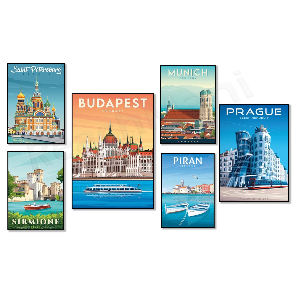 Печать на холсте ReachMani &quotHelsinki Finland Saint Petersburg Piran Slovenia Adriatic Sea Croatia Malta Valletta Sirmione Lake