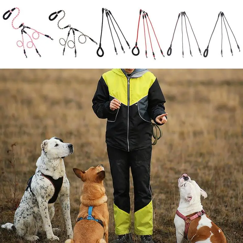 

Heavy Duty Triple Dog Leash Long Tie Out Dog Leash For Large Dogs Strong Safety Dog Lead Leashes With 360 Degree Swivel Device