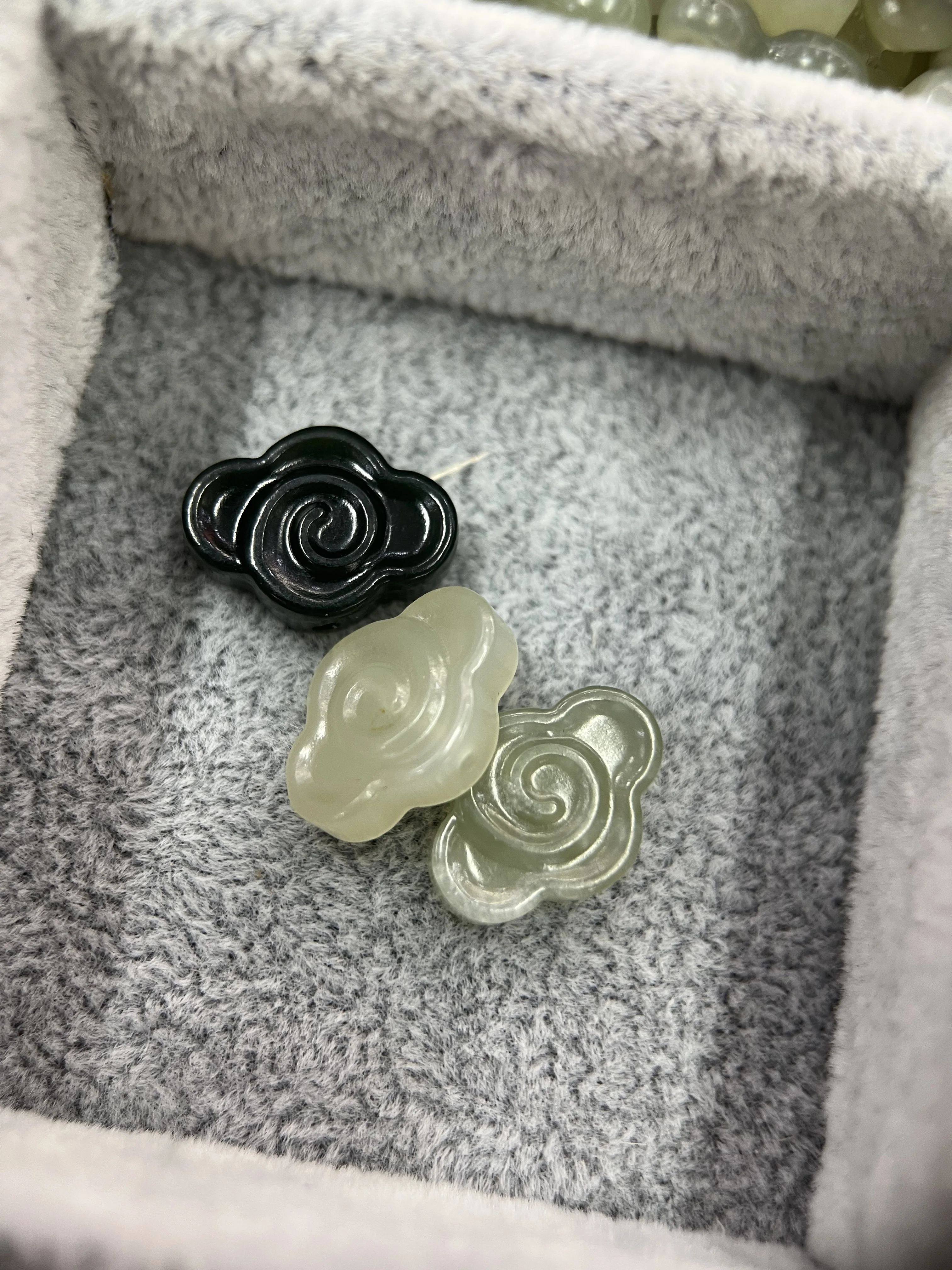 

8-10mm Natural Green Nephrite Jade Lotus Pendant Carving Stones DIY Making Jewelry Necklace Bracelets