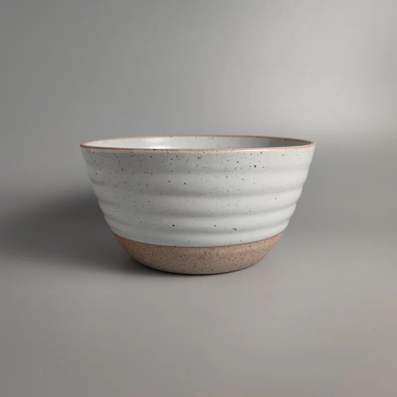 

800Ml Ceramic tableware Nordic retro wabi-sabi style hand-threaded pitted stoneware bowl