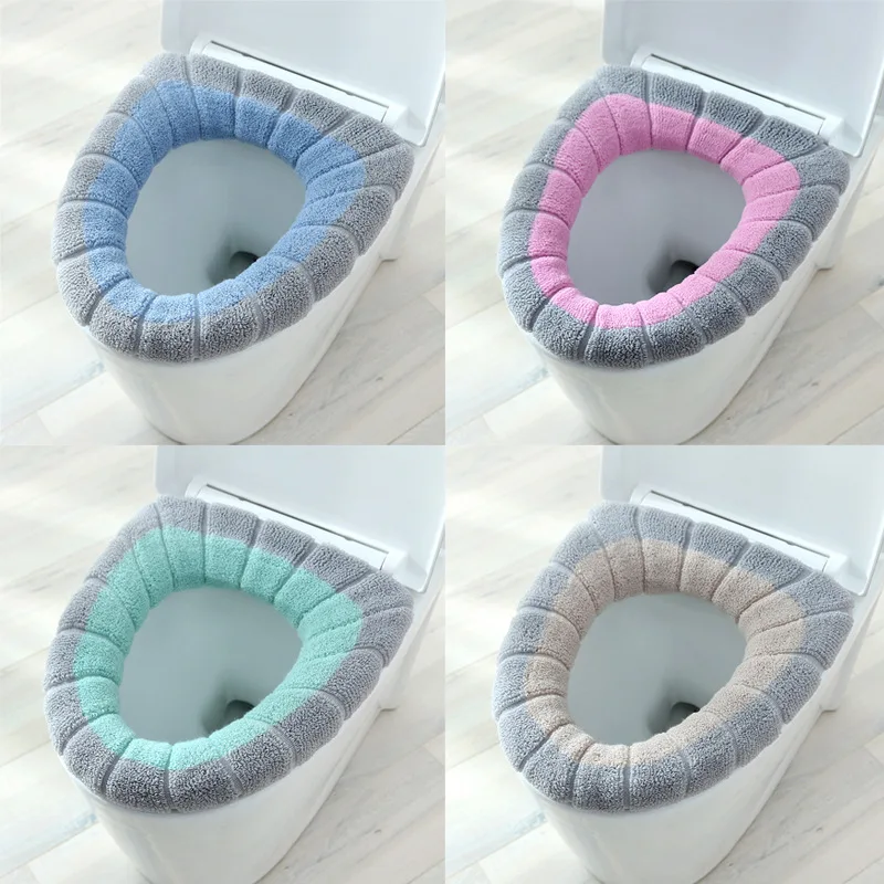 

Double Color Toilet Seat Cover Keep Warm Pumpkin Pattern Closestool Mat O-shaped Nordic Style Comfortable Detachable Toilet Pad