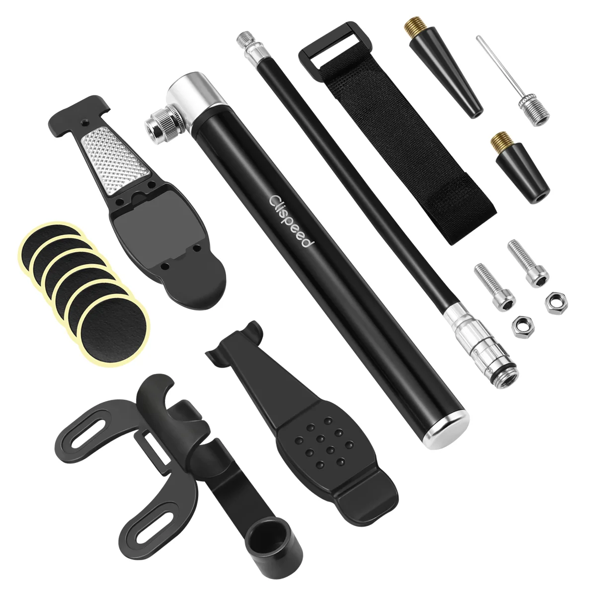 

Clispeed Mini Bike Pump Kit Portable Frame Pump Puncture Repair Kit Fits Schrader and Presta Bike Pump with Needle Frame