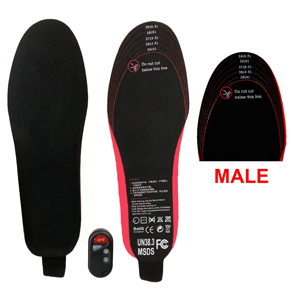 Winter Electric Heated Insoles 3-Level Breathable Rechargeable Foot Warmer with Remote Control Thermal Insoles for Men Women