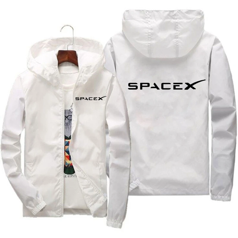 

Новинка 2023, мужские толстовки с логотипом SpaceX Space X, повседневные защитные гоночные костюмы с принтом, спортивные куртки на молнии, пальто