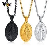 vnox gold color stainess steel virgin mary necklaces for men women catholic charm pendant with 4550556070cm chain