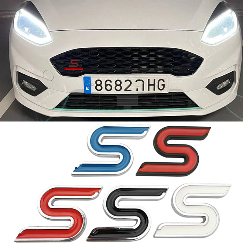 

3D Metal S Front Grille Chrome Emblem Badge Car Stickers Decals for Ford Focus Fiesta Ecosport Kuga Mondeo Everest Car Styling