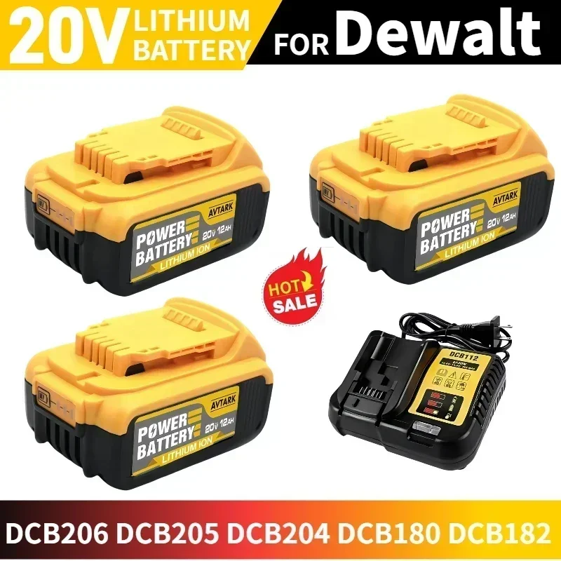 20 В DCB200 18 12 0 Ач Сменный литий-ионный аккумулятор для DeWalt DCB205 DCB204-2 DCB203 Аккумулятор