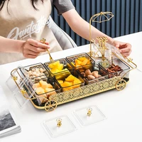 european style glass fruit plate dried fruit divided grid home living room dining table creative nut snacks candy snack plate
