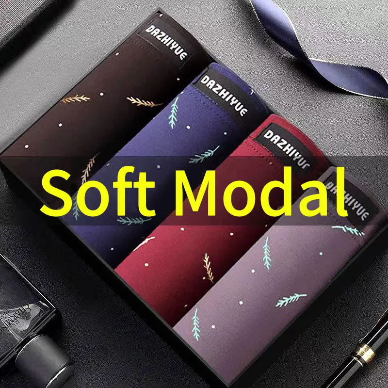 Fashion Printed Mens Underpants Soft Modal Breathable Comfortable Men Panties Set Large Size