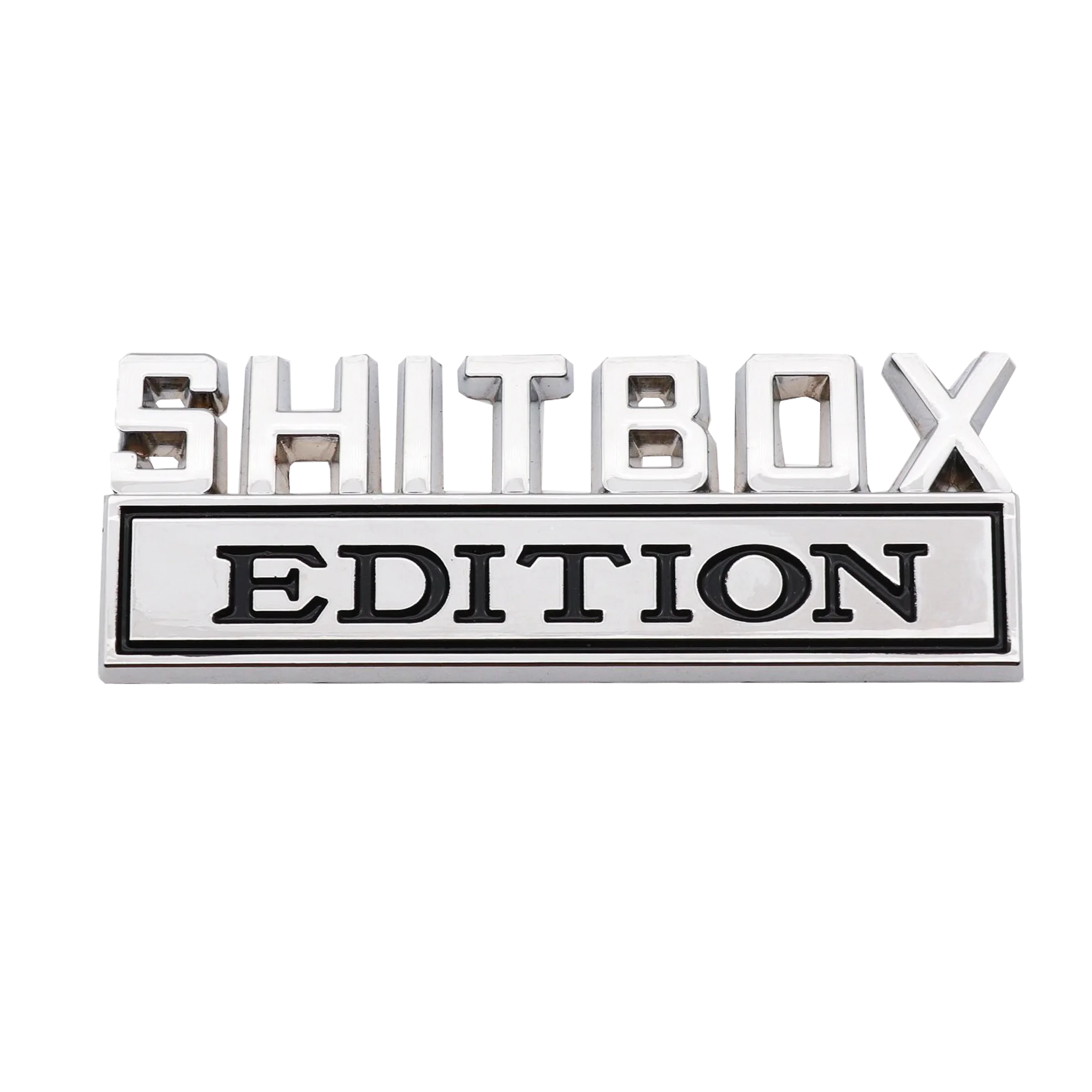 

Автомобильная 3D металлическая хромированная наклейка, эмблема SHITBOX EDITION, значок автомобиля, хвост багажника, боковой кузов, царапины, Стайлинг, наклейки, автоаксессуары