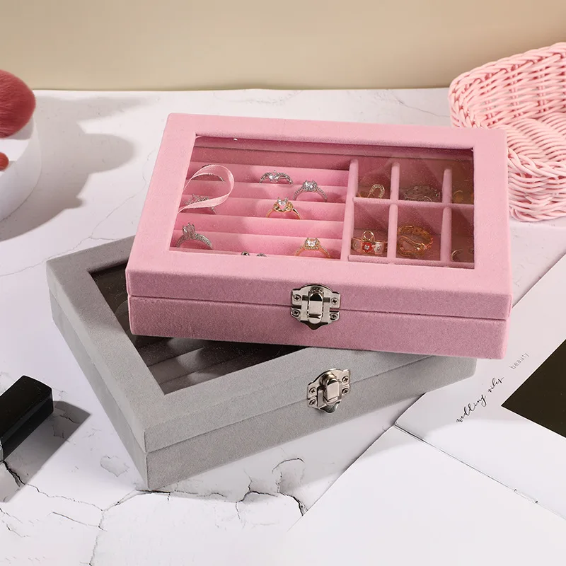 Portable Ring Earring Organizer Box Velvet Jewelry Display Tray Case Exquisite Jewellery Storage Holder For Travel