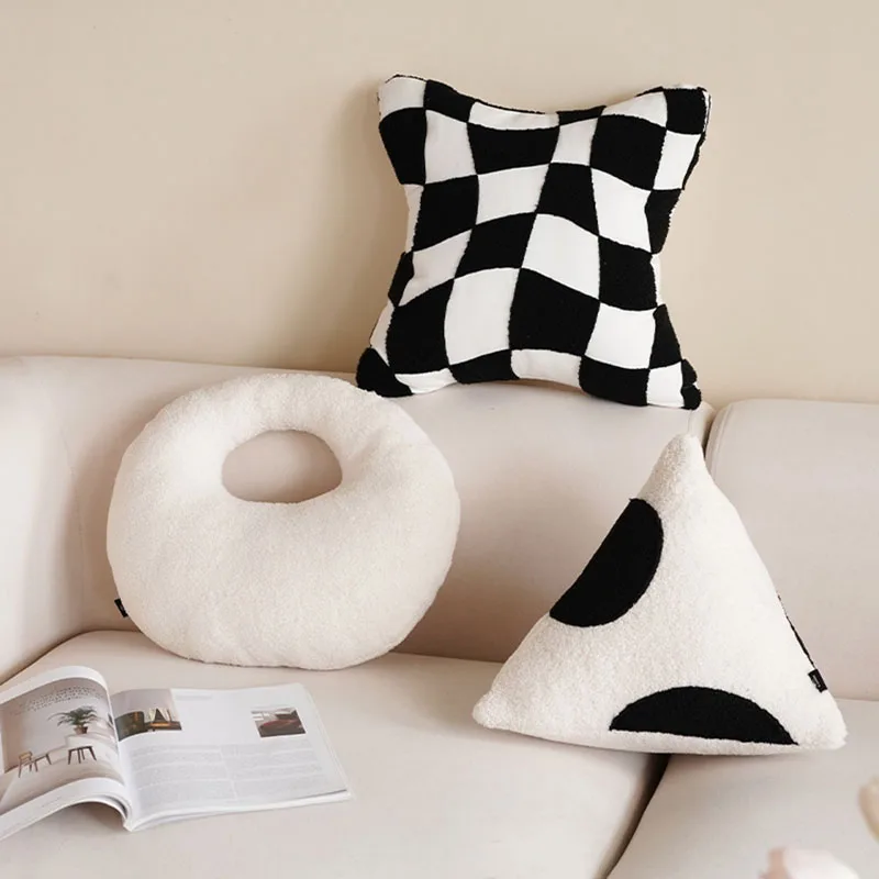 

Cushion Checkerboard Pillow For Home Decoration Polyester Backrest Birthday Gift Office Sofa Soft Cushion подушка для сна
