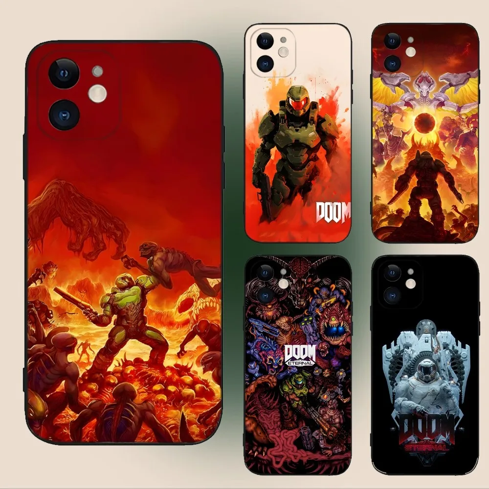Чехол для телефона Game Dooms iPhone 15 14 13 12 11 Plus Pro Max XS XR SE Mini 8 7 мягкий силиконовый черный