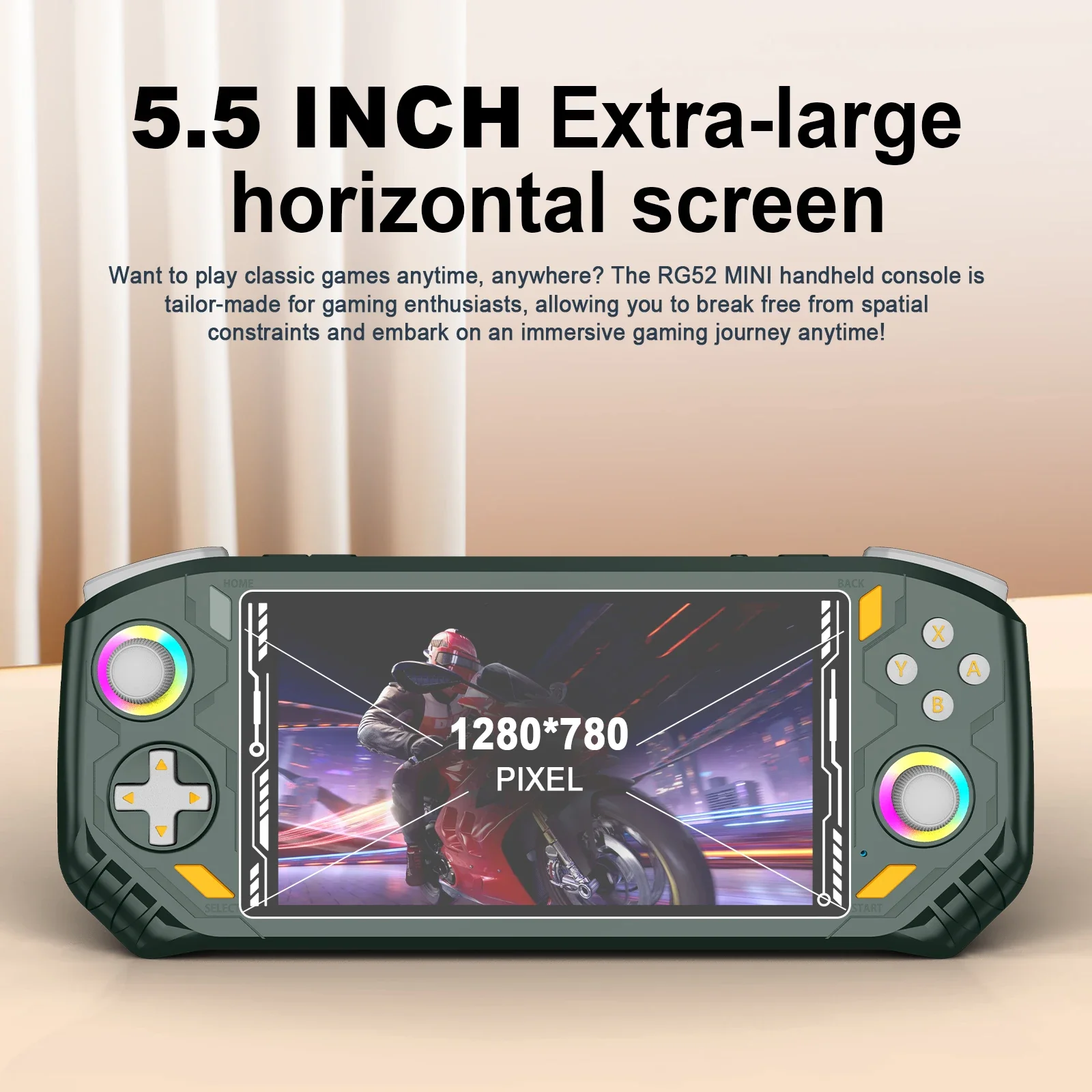 Фото Портативная игровая консоль AISLPC RG52 MINI с процессором RK3562, системой EmuELEC, Wi-Fi 2.4G, Bluetooth, 5.5-дюймовым IPS-экраном и функцией видеоплеера. №4