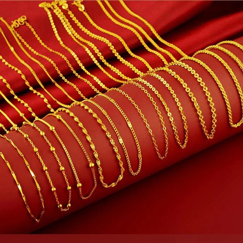 Цепочка женская под золото 14 к, элегантная цепь со змеиным плетением, свадебное ожерелье в коробке, подарочное Ювелирное Украшение