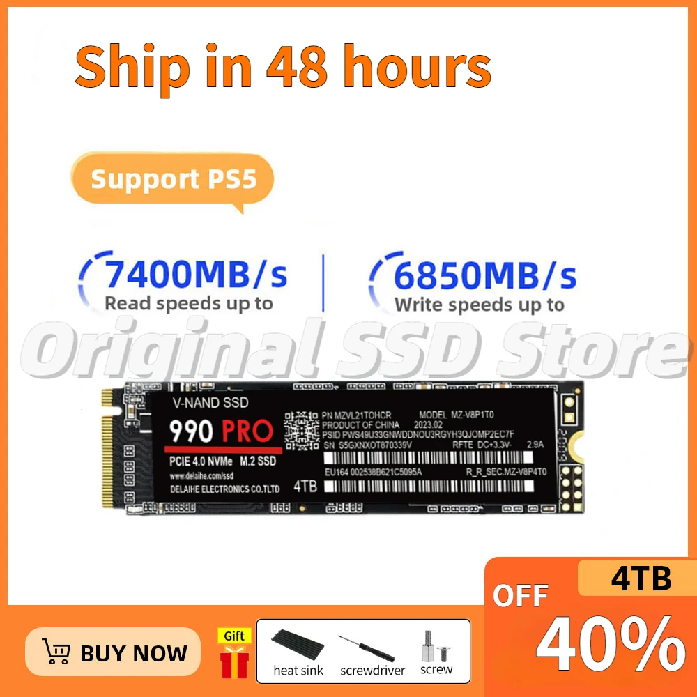 

SSD 2tb 2280 4TB NVMe M2 PCIe4.0x4 2TB 1TB Internal Ssd Nvme M2 Solid State Drives Ssd Sata for Laptop Ps4 Ps5 Desktop