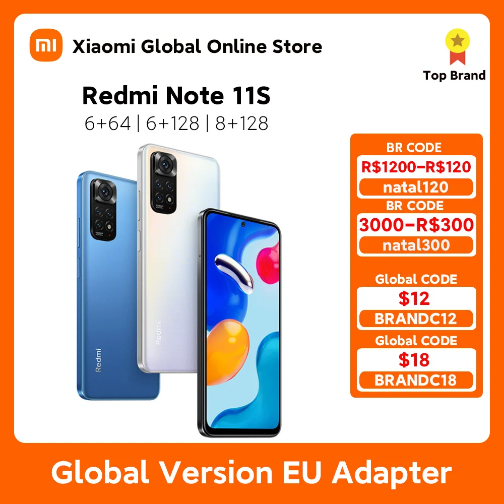 Global Version Xiaomi Redmi Note 11S Smartphone Helio G96 Octa Core 33W Pro Fast Charging 108MP Quad Camera